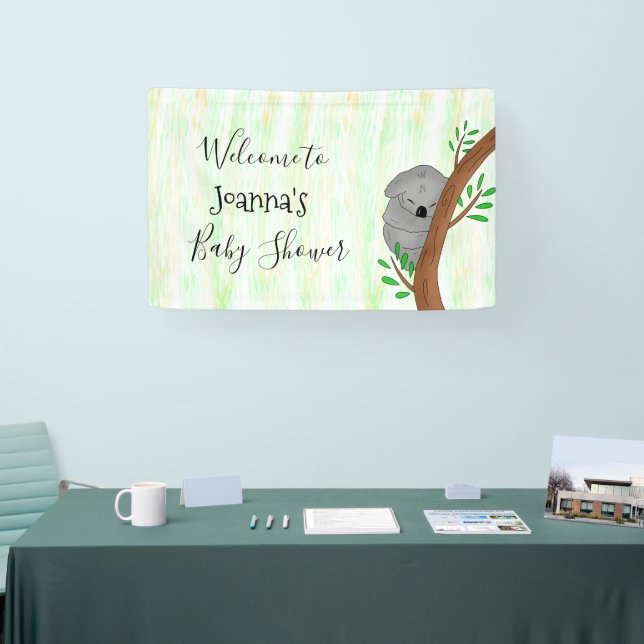 Personalised Sleepy Koala Bear Baby Shower Banner (Tradeshow)