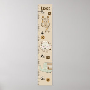 Personalised Sleepy Safari Animals Growth Chart