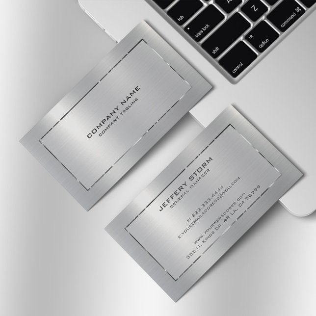 Personalised Slick Silver Grey Metallic Texture  Business Card (Creator Uploaded)