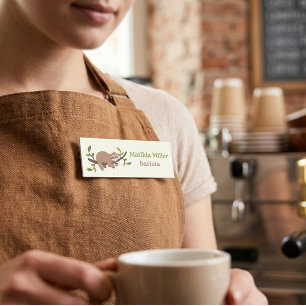 Personalised Sloth Coffee Bar Name Tag