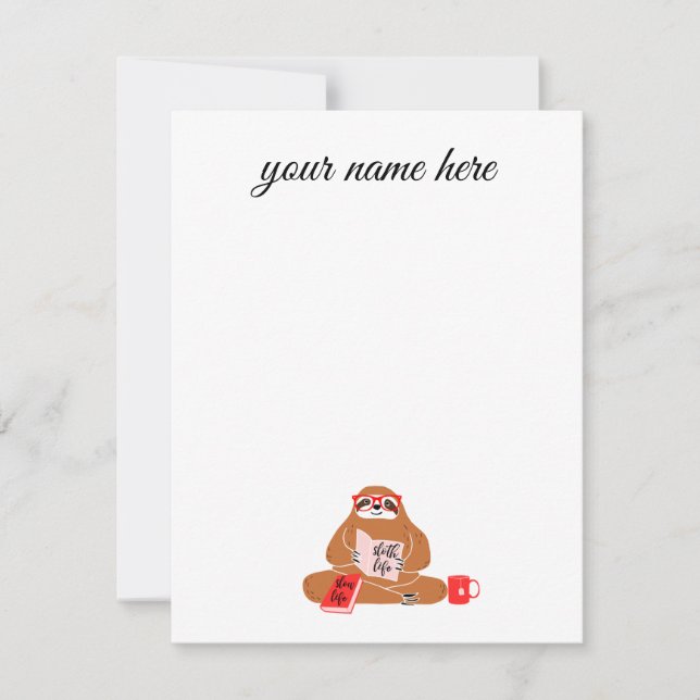 Personalised Sloth Notecards (Front)