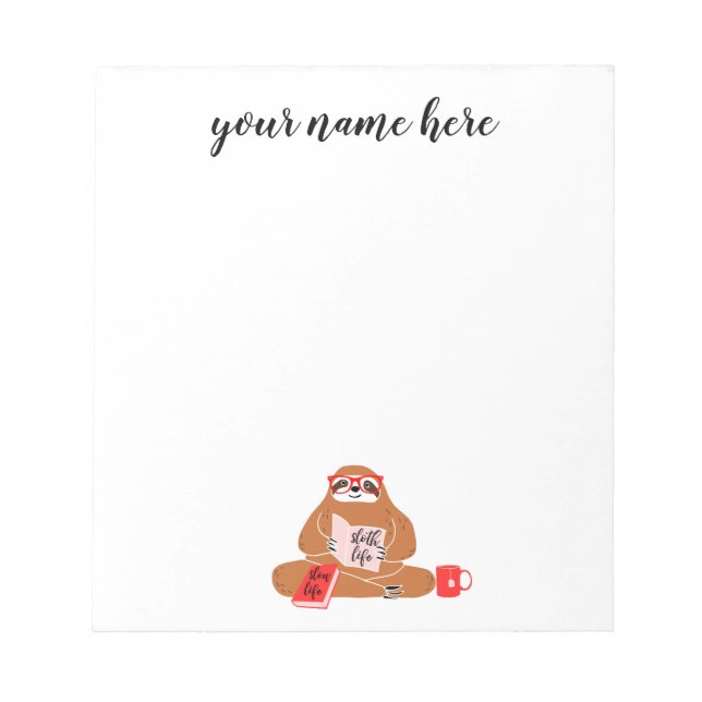 Personalised Sloth Notepad (Front)