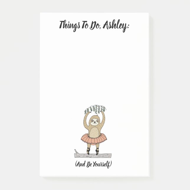 Personalised Sloth To-Do List Notepad (Front)