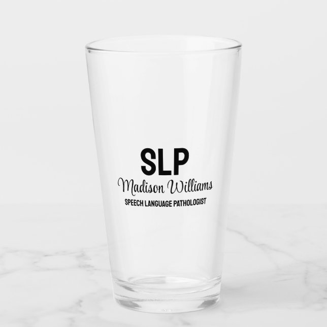 Personalised SLP Speech Language Pathologist Gift Glass (Front)