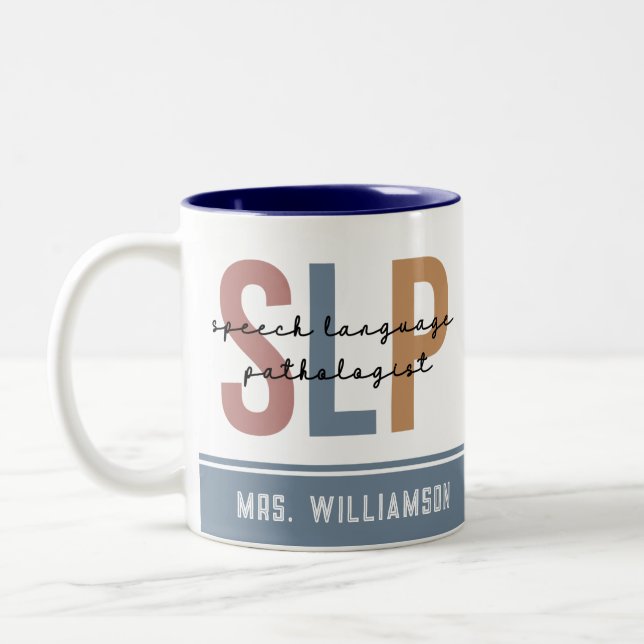 Personalised SLP Speech Language Pathologist Two-Tone Coffee Mug (Left)