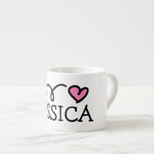 Personalised small kid's mug with cute pink heart