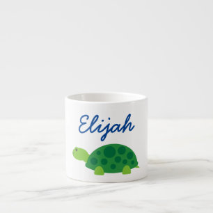 Personalised small kid's mug with green turtle