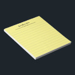Personalised Small Yellow Lined Notepad<br><div class="desc">Create your own unique custom personalised notepad with your own name. Customisable background colour notepad for home or office.</div>
