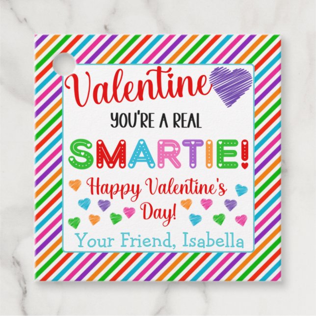 Personalised Smartie Valentine's Day Favour Tags (Front)