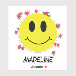 Personalised Smile Face with Hearts Emoticon
