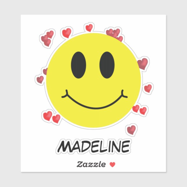 Personalised Smile Face with Hearts Emoticon (Sheet)