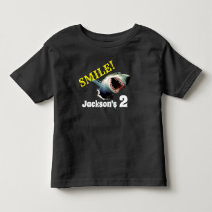 Personalised "Smile" Shark Birthday Toddler T-Shirt