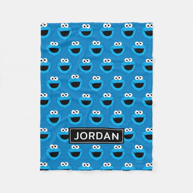 Personalised Smiling Cookie Monster Pattern Fleece Blanket (Front)