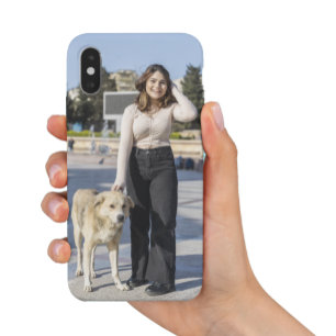 Personalised Smiling Girl with Pet Dog iPhone X Case