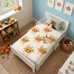 Personalised Smiling Pumpkin Toddler Fleece Blanke Blanket