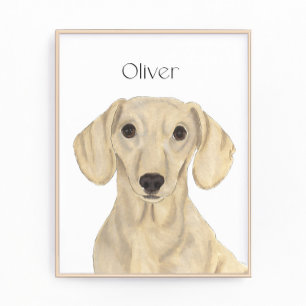 Personalised Smooth Red Dachshund Art Photo Print