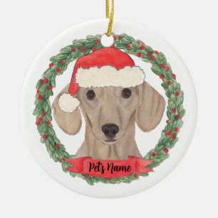 Personalised Smooth Red Dachshund Ceramic Tree Decoration