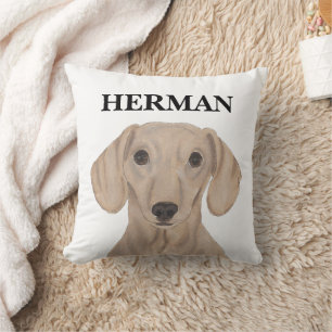 Personalised Smooth Red Dachshund Reversible Cushion