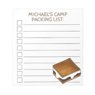 Personalised S'mores Summer Camp Checklist Notepad