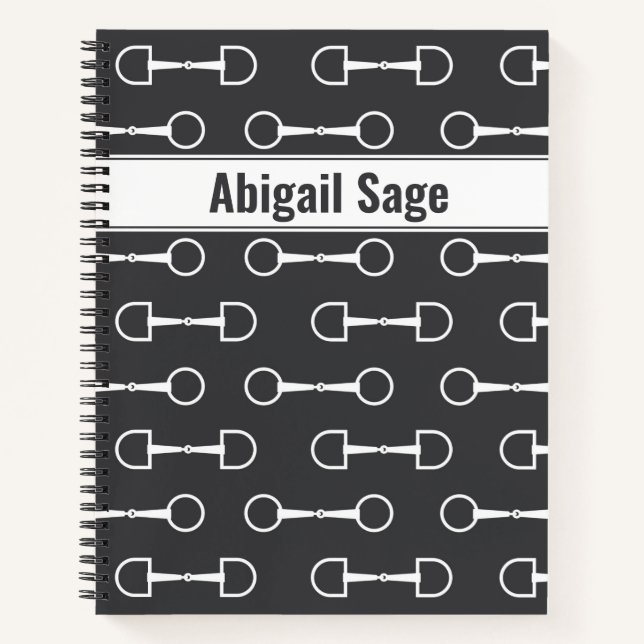 Personalised Snaffle Bits Grey and White Horse Notebook (Front)