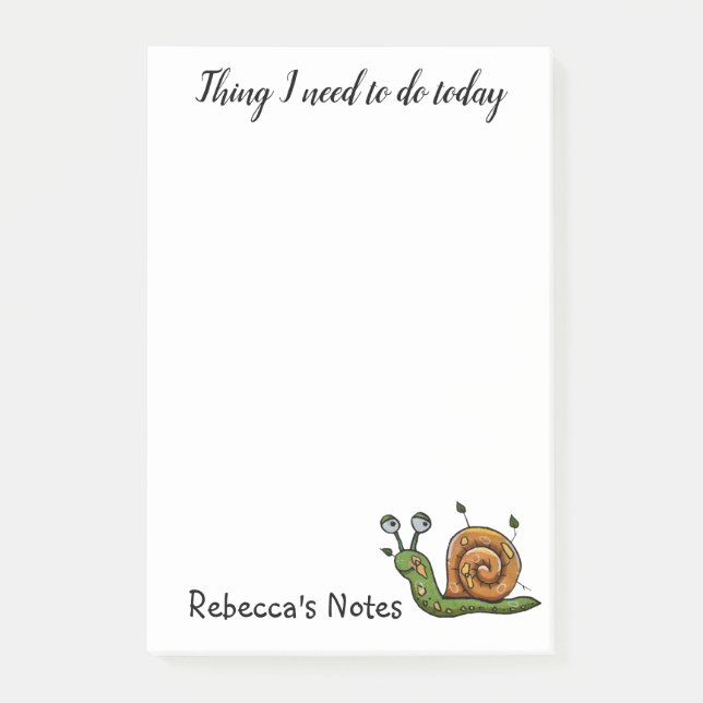 Personalised Snail To Do  Post-it Notes (Front)