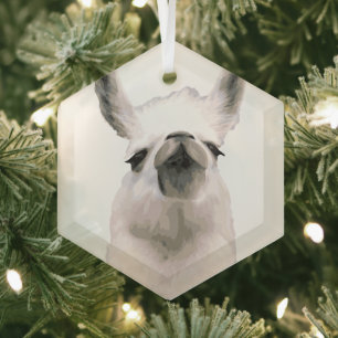 Personalised Snooty Snobby Llama Glass Tree Decoration