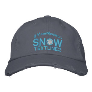 Personalised Snow Embroidered Snowflake Baby Blue Embroidered Hat