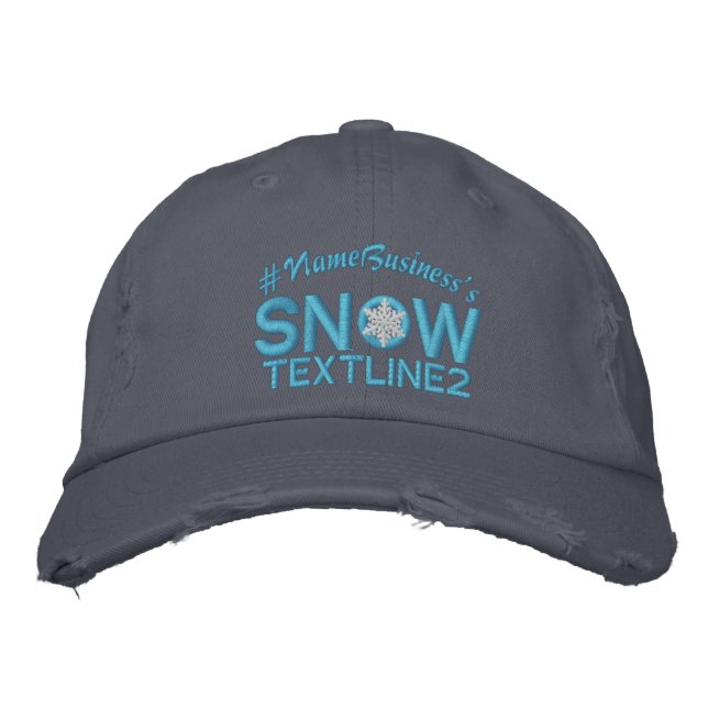 Personalised Snow Embroidered Snowflake Baby Blue Hat (Front)