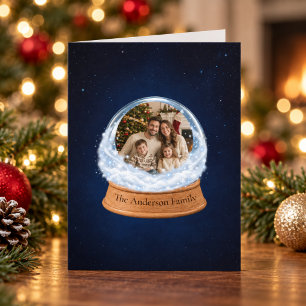 Personalised Snow Globe Family Photo Christmas Holiday Card