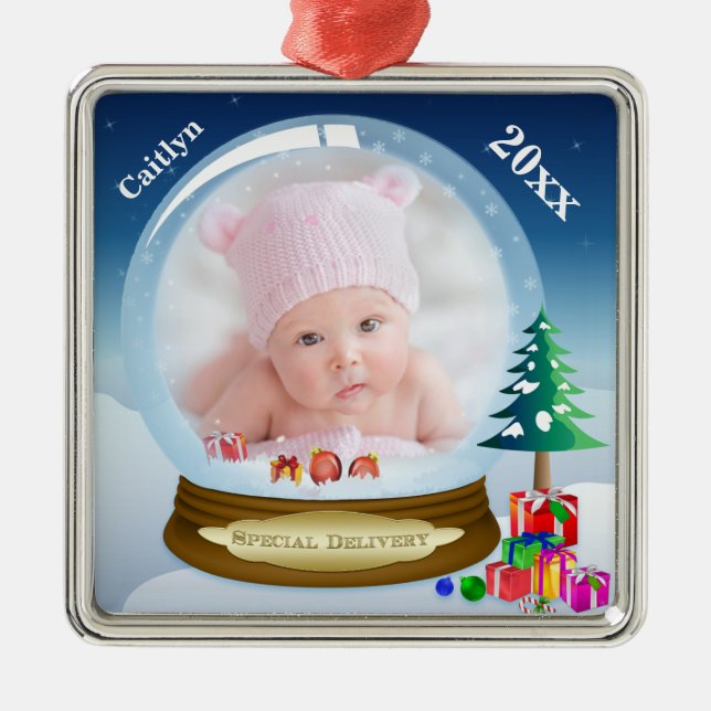 Personalised Snow Globe Photo Ornament (Front)