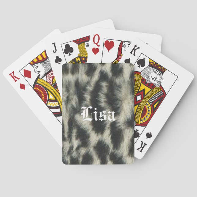 Personalised Snow Leopard Playing Cards (Back)