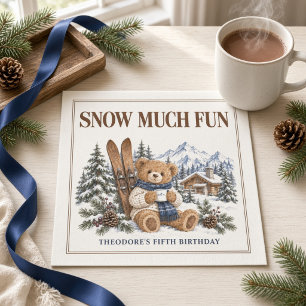Personalised Snow Much Fun Ski Teddy Bear Napkin