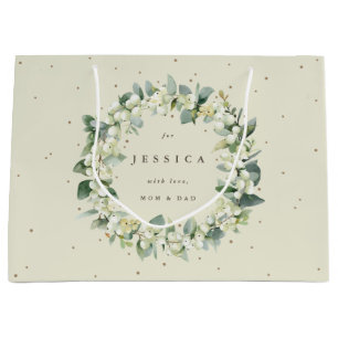 Personalised Snowberry+Eucalyptus Christmas Large Gift Bag