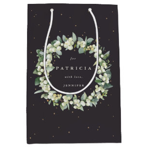 Personalised Snowberry+Eucalyptus Christmas Medium Gift Bag
