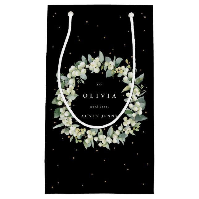 Personalised Snowberry+Eucalyptus Christmas Small Gift Bag (Front)