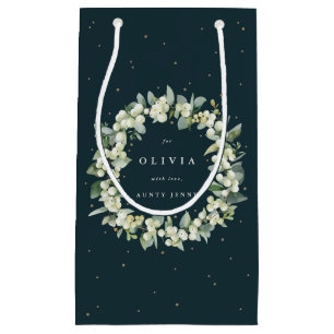 Personalised Snowberry+Eucalyptus Christmas Small Gift Bag