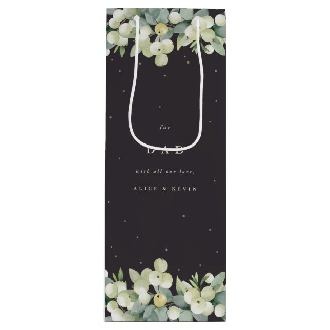 Personalised Snowberry+Eucalyptus Christmas Wine Gift Bag (Front)