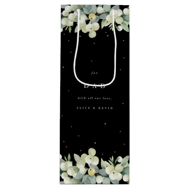 Personalised Snowberry+Eucalyptus Christmas Wine Gift Bag (Front)