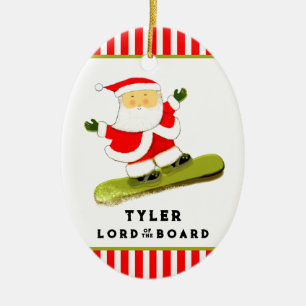 Personalised Snowboarder Snowboarding Ceramic Tree Decoration