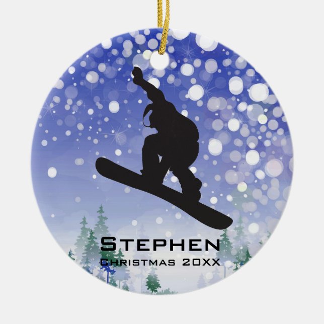 Personalised Snowboarding Ornament (Front)