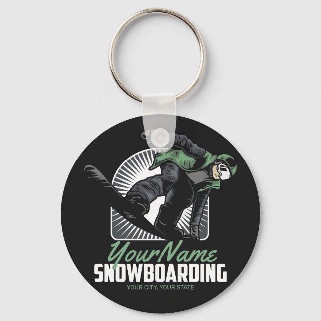 Personalised Snowboarding Snow Boarder Shredding   Key Ring (Front)