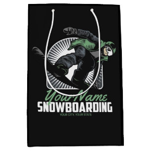 Personalised Snowboarding Snow Boarder Shredding   Medium Gift Bag