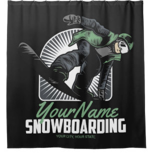 Personalised Snowboarding Snow Boarder Shredding   Shower Curtain