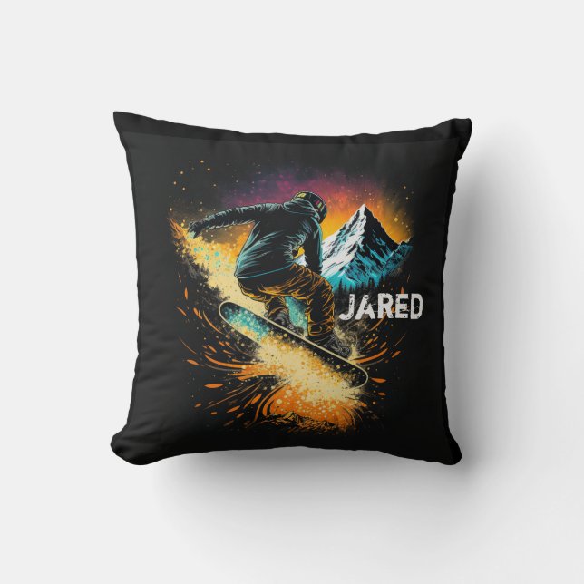 Personalised Snowboarding Winter Sports Cushion (Front)