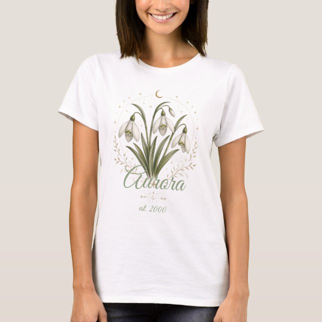 Personalised Snowdrop Birth Flower Name Shirt (Front)