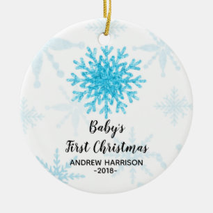 Personalised Snowflake Baby First Christmas Ceramic Tree Decoration