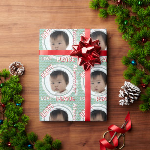 Personalised SNOWFLAKE Baby Photo Wrapping Paper