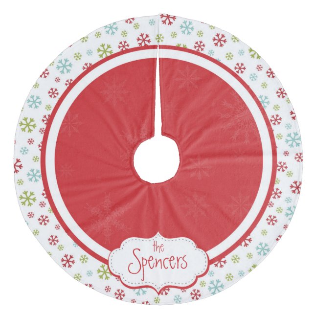 Personalised Snowflake Christmas Tree Skirt (Front)