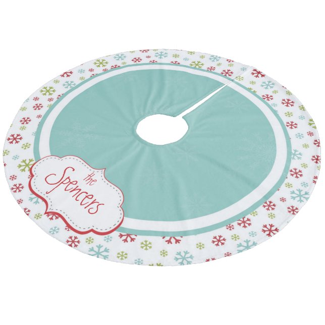 Personalised Snowflake Christmas Tree Skirt (Angled)