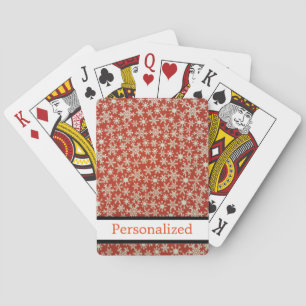 Personalised Snowflake Glitter Red Gold Playing Cards